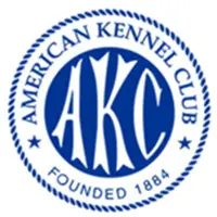 A blue and white logo of the american kennel club.