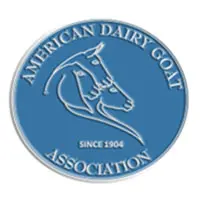 A blue and white logo of the american dairy goat association.